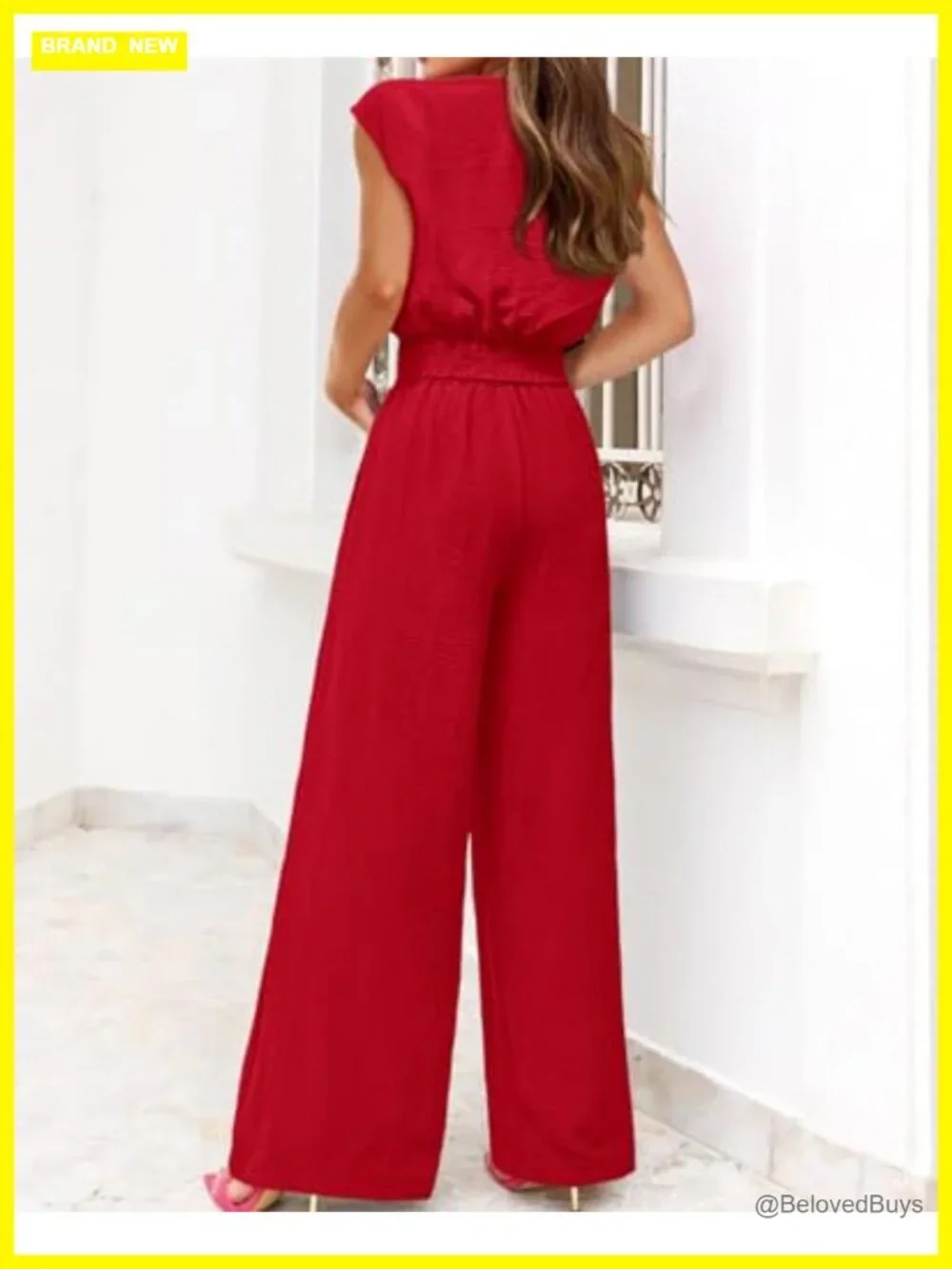 Women's Cap Sleeve V Neck Crop Top Wide Leg Pant Set 2 Piece Tracksuit
